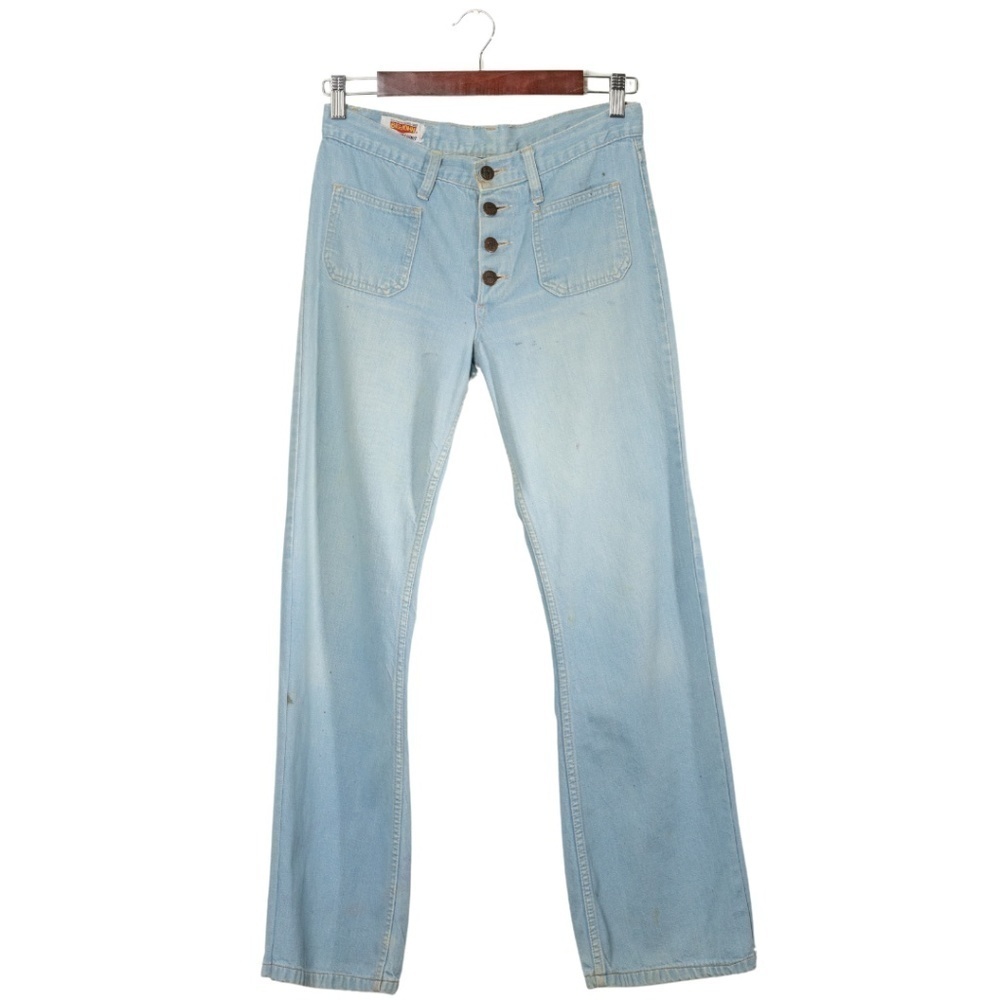 BIG JOHN Vintage Japanese Denim Flared Leg Jeans Size 29 70s Disco Light Wash